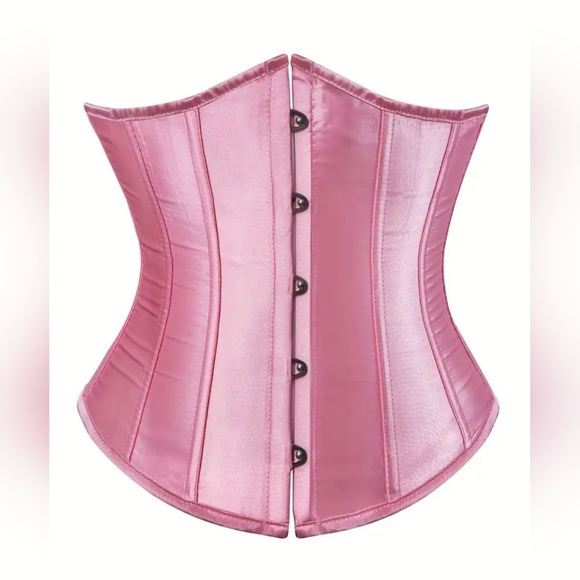 Medieval Fairy Renn Pink Satin Boned Lace-Up Corset S-L - Picture 2 of 7